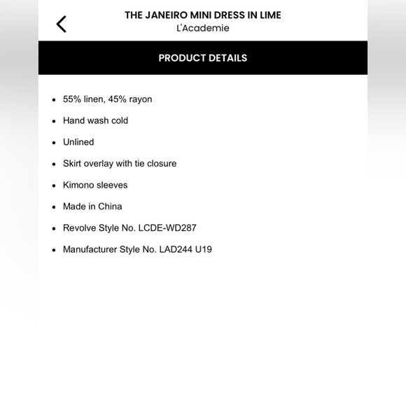 L'Academie "Janeiro" Mini Dress in Lime - size XS - Picture 5 of 5